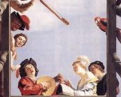 格里特 范 弘索斯特 : Musical Group On A Balcony
